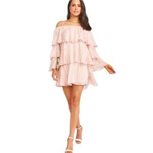 Show Me Your Mumu Chicka Chicka Mini Dress in Flutter Stripe Blush Size Small